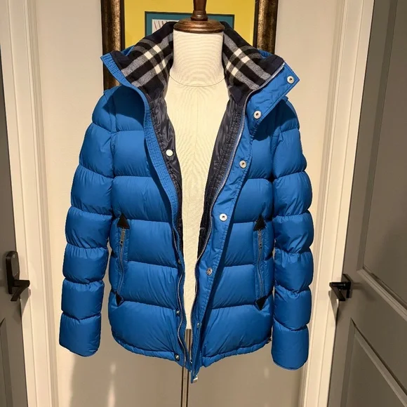 Burberry Puffer Jacket with zipper removable sleeves - Blue Size 40 - Picture 1 of 9